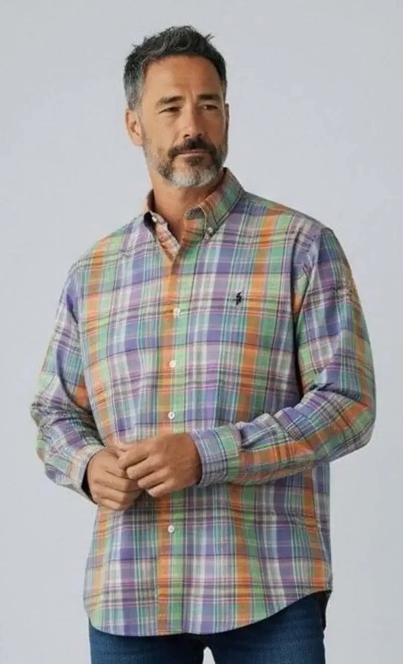 Polo Ralph Lauren Men's Multicolor Plaid Long Sleeve Button-Down Shirt 3XB Big